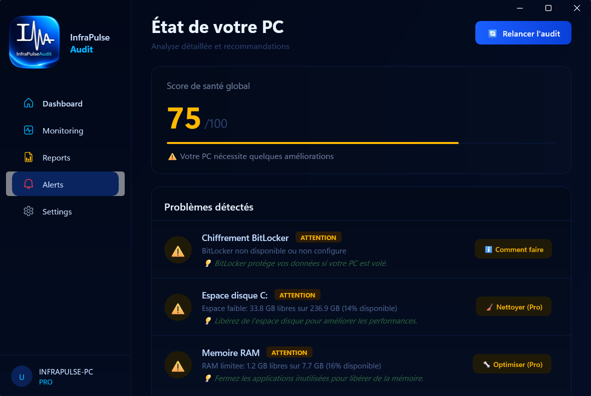 Alerts InfraPulseAudit